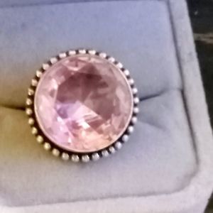 Pretty Pink Gemstone 925 Sterling Silver Ring